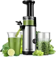 [GDOR] Compact Juicer Powerful Slow Juicer Easy to Clean Juicer Vegetable and Fruit Low Noise Juicer Machine, High Juice Yield Juicer Slow Juicer, 600 ml, Brush Included, BPA-Free