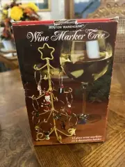 “Wine Marker Tree”~ Charm/Rings~Christmas Tree Holder~Set 12 Mini Ornaments
