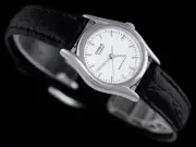 Casio LTP-1094E-7A Ladies Leather Analog Watch White Silver Bezel Casual New