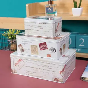 創意ins學生化妝品收納盒桌面帶蓋儲物盒馬口鐵盒子包裝盒糖果盒