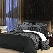 Luxton Lyde Charcoal Quilt Cover Set Super King Size Black Grey Pintuck Doona Cover Set (Super King Size)