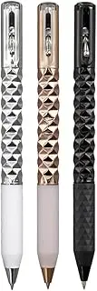 Geometric Metal Crinkle Pen Fidget, Stress Relief Metal Shape Shifting Switchpen, 0.5mm Retractable Gel Pen, Multicolor