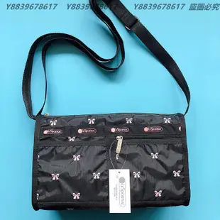 Lesportsac 刺繡蝴蝶結 側肩背/斜背/手拿 降落傘防水包 休閒款 7519 限量