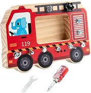 Generic Wooden Construction Tool Kit with Montessori Screwdriver Board for Children, Fire Truck