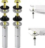 Universal Toilet Seat Hinge Bolt Screw for Mount Toilet Seat Hinges, Brass Bolts and Nuts, Extra Long Nuts for Easy Installation, White Plastic Nuts and Metal Washers
