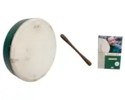 Bodhran T-bar Mulberry Irish Tunable Drum, Green + Book/DVD & Extra Tipper