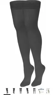 NuVein Compression Stockings, 20-30 mmHg Support Thigh Length Hose Charcoal, Med