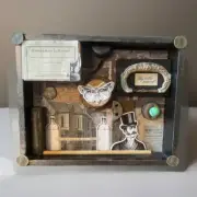 Vintage 3-D Metal Detected Found Objects Art Shadow Box Mortician Undertaking