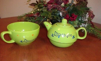 TEA FOR ONE Teapot & Cup MIZTIQUE Stoneware Great Gift!