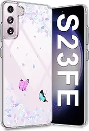 [Croazhi] Galaxy S23 FE Mobile Phone Case for Samsung Galaxy S23 FE 5G Case, Transparent Thin Silicone Flower Pattern, S23 FE Mobile Phone Case 360 Degree Bumper Colourful Shockproof Protective Case for Samsung S23 FE (B)