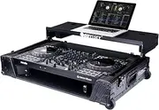 Odyssey Case for Pioneer DJ DDJ-FLX10 I-Board 1U Flight Case with Glide Style Laptop Platform and Wheels - Removable Front Panel for Easy Access - Black