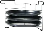 TOMVAES 3 Pack Pizza Tray Set, Pizza Trays with Holder, Non-Stick Pizza Pans for Oven, Easy to Bake 3 Pizzas or Cakes,11inch/28cm Round Pizza Baking Tray