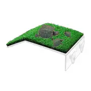 Catzon Turtle Basking Platform Tortoise Ramp Reptile Ladder Resting Terrace with Lawn Aquarium Floating Decor