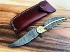 8.25″ High Quality Hand Forged Damascus Steel Feather Style Folding Knife Manual