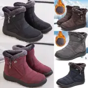 Womens Fur Lined Snow Ankle Boots Ladies Winter Warm Waterproof Flat Shoes Size