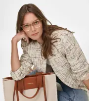 Anne Klein open front shimmering sequin tweed jacket in latte multi sz M $149