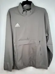 Adidas Team Grey Stadium 1/4 Mens Size Medium Woven Jacket $70