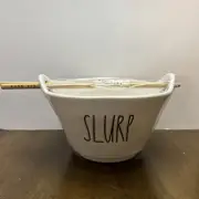 New Rae Dunn "SLURP” Noodle/Rice Bowl With Bamboo Chopsticks