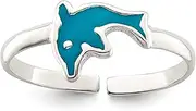 [Core Silver] Sterling Silver Polished Enameled Dolphin Toe Ring