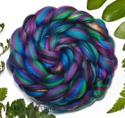 HARLEQUIN - Merino Mulberry Silk Blend Combed Top Wool Roving 4 oz