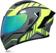 Modular Flip Up Motorbike Helmet DOT/ECE Approved Motorcycle Full Face Helmets with Double Visor Motorcross Moped Street Racing Crash Helme E,XXL=61-62CM