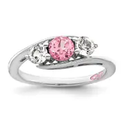 Survivor Collection 10k White Gold White Gold Rhodium-plated White and Pink Swarovski Topaz Sue Ring