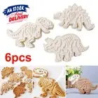 Silicone 6Pcs Dinosaur Moulds Cake Decoration Cookie Chocolate sugar Soap mold