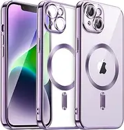 JETech Soft Clear Case for iPhone 14 Plus 6.7-Inch, Camera Lens Full Protection, Compatible with MagSafe Wireless Charging, Shockproof Electroplated TPU Phone Cover (Light Purple)