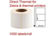 Direct thermal labels roll 61x49mm 1000/roll shipping tags for Zebra printer Fastway EParcel Startrack