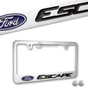 FORD ESCAPE Chrome Plated Brass License Plate Frame with 2 Chrome Caps AUTHENTIC