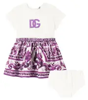 [Dolce & Gabbana Kids] Dolce & Gabbana Kids Baby Majolica dress and bloomers set M 18-24 purple