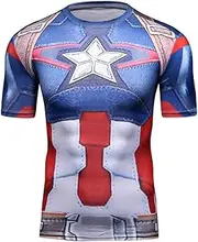 [Red Plume] Men's Compression Sports Fitness Shirt Superhero T-Shirt Running Short Sleeve