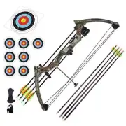 Kids Archery top CAMO Bow Youth Compound Bow Set 15-20 lb 4 or 8 Arrows M110