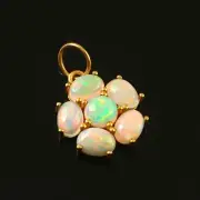 Smaller Solid 14k Gold Charm, Natural Ethiopian Opal Gold Pendant Handmade Charm
