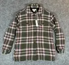 NEW Outerknown Cloud Weave Blanket Shirt Womens XS Pink Green Plaid Shacket