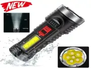 Tactical Torch 5 LED + COB Side Flashlight USB Rechargeable Handheld Waterproof