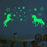 Unicorn Glow In The Dark Stars Wall Stickers Kids Bedroom Decals DIY Decor