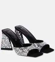 [The Attico] The Attico Mini Devon 85 embellished suede mules AU 4.5 silver