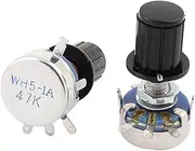 Aexit 2PCS (Potentiometer) WH5-1A 4.7K ohm 4mm Round Shaft Linear Taper Rotary Carbon Potentiometer w (91ry143qf151) Knob on