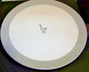 Mary Berry Collection Cake Stand White with Gray Stripes 11.5 in Dia.