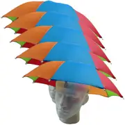 5x RAINBOW UMBRELLA HAT Rain Beach Sun Rain Cap Costume Camping Fishing BULK