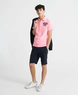 跩狗嚴選 極度乾燥 Superdry Polo 男款 亮粉紅 螢光 Polo衫 短袖 素T 印度製 有機純棉 粉紅P33