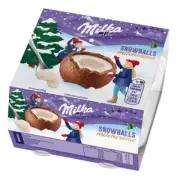 Milka Snow Balls Milk Cream 4x28g Filled Balls Alpine Milk