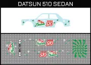 Hot Wheels(1/64),Datsun Sedan "Christmas" Waterslide,Printed White First,Decals