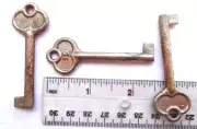 3 Vintage Trunk / Chest/ Cabinet... Skeleton keys # 15 Stamped in one side