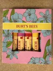 Burt’s Bees 4 Lip Balm Gift Set Beeswax Dragonfruit Lemon Strawberry Pineapple