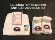 NCAA Georgia Bulldogs White Knit NB Cap and White NB Booties Set