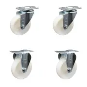 4 Inch Nylon Wheel Swivel Top Plate Caster Set with 2 Rigid Service Caster