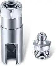 AWGUKA 1 PC Automotive 90 Degree Grease Coupler Quick Fill Grease Gun Adapter, Push-in Slotted Right Angle Grease Coupler with 1/8" NPT Thread, Portable Modification Tool, for Cars Trucks (Silver)