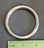One 2" Shiny Silver (Nickel) Welded Steel O Ring 4 Crafts Leatherwork 1 Day Ship